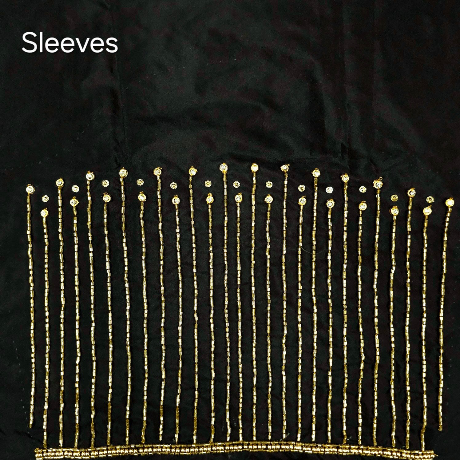 Ember Gold Zari Handwork Blouse Fabric on Black Base