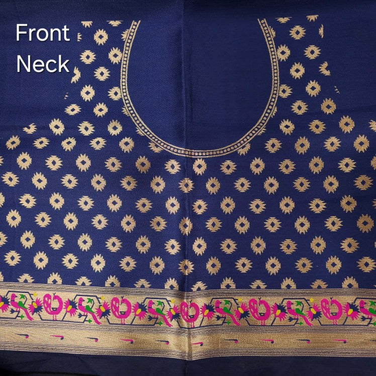 Paithani Woven Blouse Fabric on Navy Blue Base