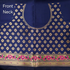 Paithani Woven Blouse Fabric on Navy Blue Base