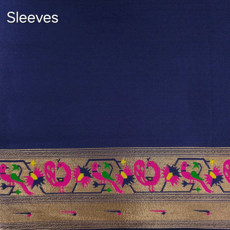 Paithani Woven Blouse Fabric on Navy Blue Base