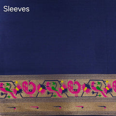Paithani Woven Blouse Fabric on Navy Blue Base