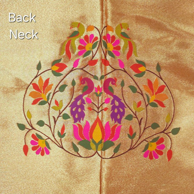 Paithani Woven Blouse Fabric on Golden Yellow Base