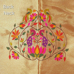 Paithani Woven Blouse Fabric on Golden Yellow Base