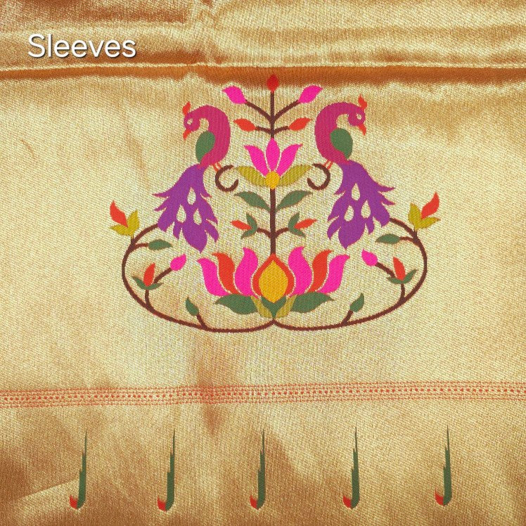 Paithani Woven Blouse Fabric on Golden Yellow Base