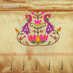 Paithani Woven Blouse Fabric on Golden Yellow Base