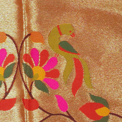 Paithani Woven Blouse Fabric on Golden Yellow Base