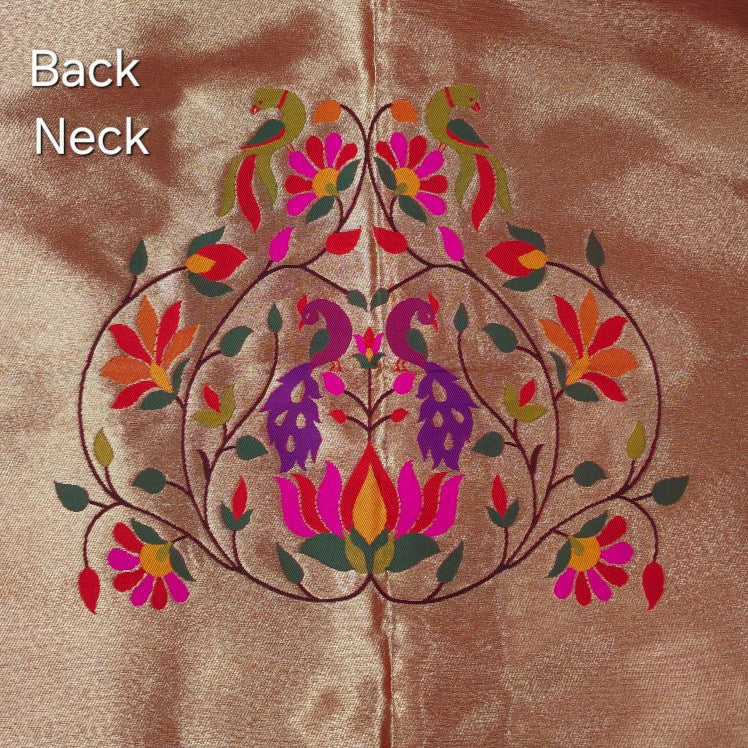 Paithani Woven Blouse Fabric on Gold Tan Base