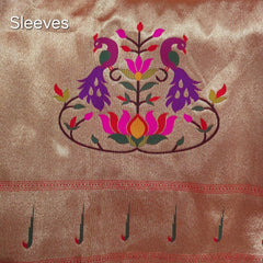 Paithani Woven Blouse Fabric on Gold Tan Base