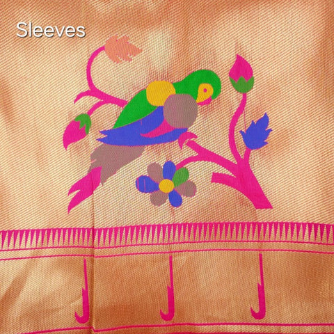 Paithani Woven Blouse Fabric on Metallic Gold Base