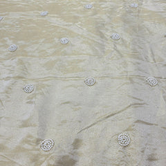 Dyeable Shimmer Tissue Fabric with White Pearl Butta Work