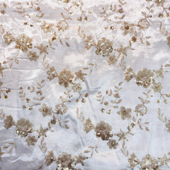 Najma Hand Embroidered Dyeable Gajji Silk Fabric with Floral Motifs