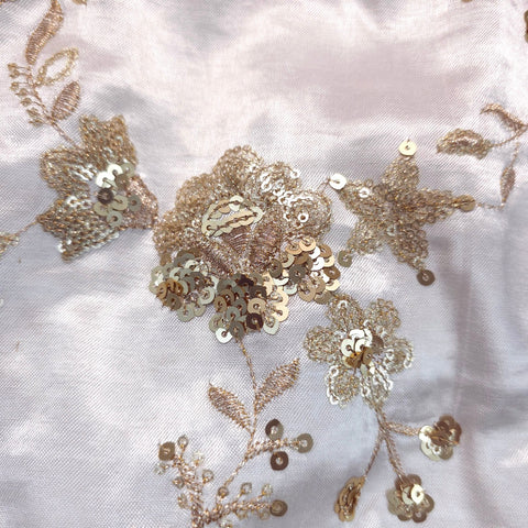 Najma Hand Embroidered Dyeable Gajji Silk Fabric with Floral Motifs