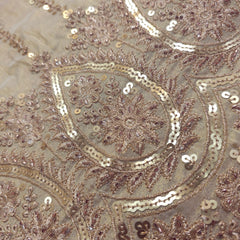 Embroidered Dyeable Shimmer Tissue Fabric feacturing Sequin and Zari Work with Heavy Border