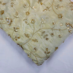 Zarina Hand Embroidered Dyeable Shimmer Tissue Fabric with Floral Sequin & Zari Work