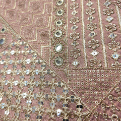 Mirror Work on Peach Shimmer Tissue Fabric