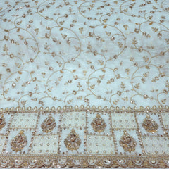 Saira Hand Embroidered Dyeable Georgette with all over Vertical Vine Embroidered Multicolor Border