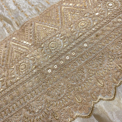 Embroidered Dyeable Shimmer Tissue with Zari, Sequin work & Geometric Border