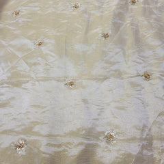 Dyeable Shimmer Tissue Fabric with Floral Sequin Work