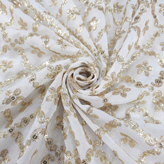 Zard-Bahaar Embroidered Georgette Dyeable Fabric with Floral motif and Grid Pattern