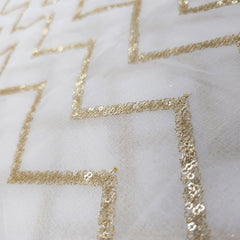 Saaz Georgette Dyeable Handwork fabric with Zigzag Sequin work