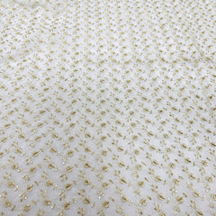 Embroidered Dyeable Organza Fabric with Gold Cutdana and Resham work