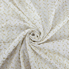 Embroidered Dyeable Organza Fabric with Gold Cutdana and Resham work