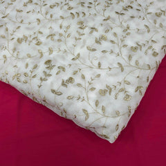 Zard-Bahaar Embroidered Georgette Dyeable Fabric with Vine Pattern
