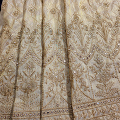 Hand Embroidered Dyeable Shimmer Tissue Fabric with Border
