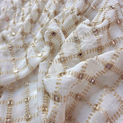 Zard-Bahaar Embroidered Georgette Dyeable Fabric with Jaal Pattern