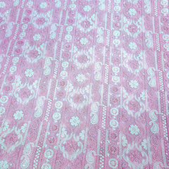 Ronak Embroidered Pink Hakoba Georgette Fabric with Sequins and Floral Threadwork