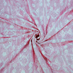 Ronak Embroidered Pink Hakoba Georgette Fabric with Sequins and Floral Threadwork