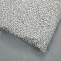 Mahira Embroidered Grey Hakoba Georgette Fabric with Sequins and Floral Threadwork