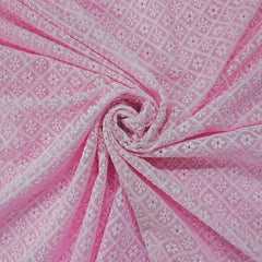 Embroidered Baby Pink Hakoba with Geometric and Floral Threadwork