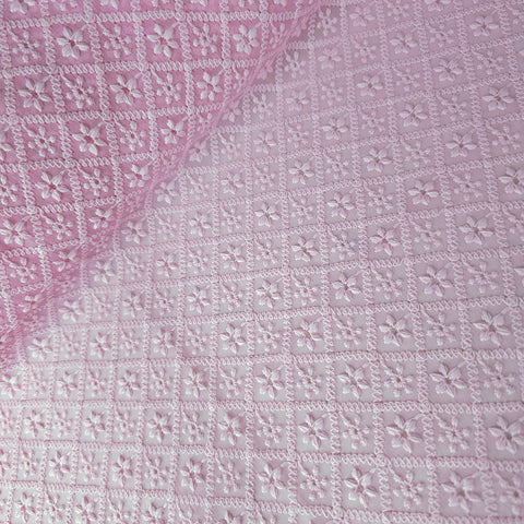 Embroidered Baby Pink Hakoba with Geometric and Floral Threadwork