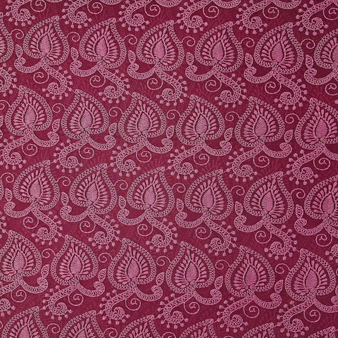 Embroidered Cerise Pink Hakoba Georgette Fabric with Threadwork on Georgette Fabric
