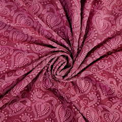 Embroidered Cerise Pink Hakoba Georgette Fabric with Threadwork on Georgette Fabric