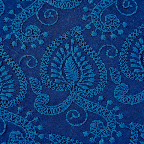 Embroidered Midnight Hakoba Georgette Fabric with Threadwork on Georgette Fabric