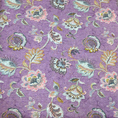 Lavender Digital Floral Print on Hakoba Cotton Fabric