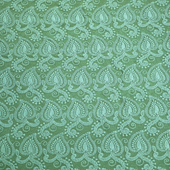 Embroidered Fern Green Hakoba Georgette Fabric with Threadwork on Georgette Fabric
