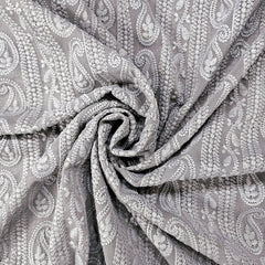 Hamza Embroidered Grey Hakoba Georgette Fabric with Threadwork on Georgette Fabric
