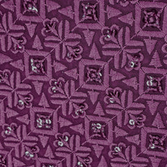 Embroidered Mauve Purple Hakoba Georgette Fabric with Sequins, Geometric and Floral Threadwork