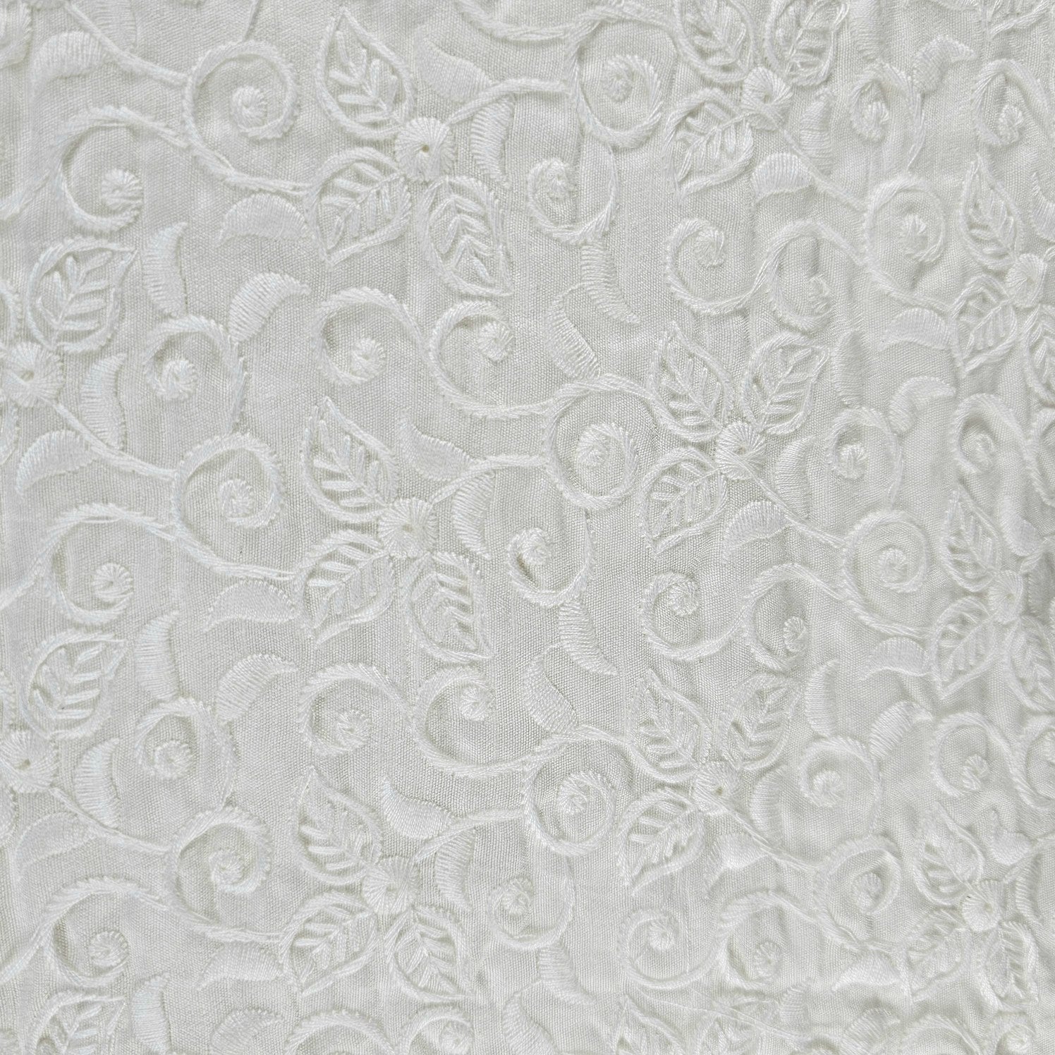 Dyeable Embroidered Hakoba Cotton Fabric with Floral and Paisley Motifs