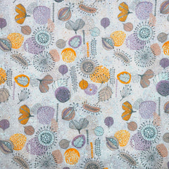 Soft White Digital Nature Print on Hakoba Cotton Fabric