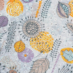 Soft White Digital Nature Print on Hakoba Cotton Fabric