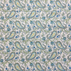 Soft White Digital Print on Hakoba Cotton Fabric with Paisley patterns