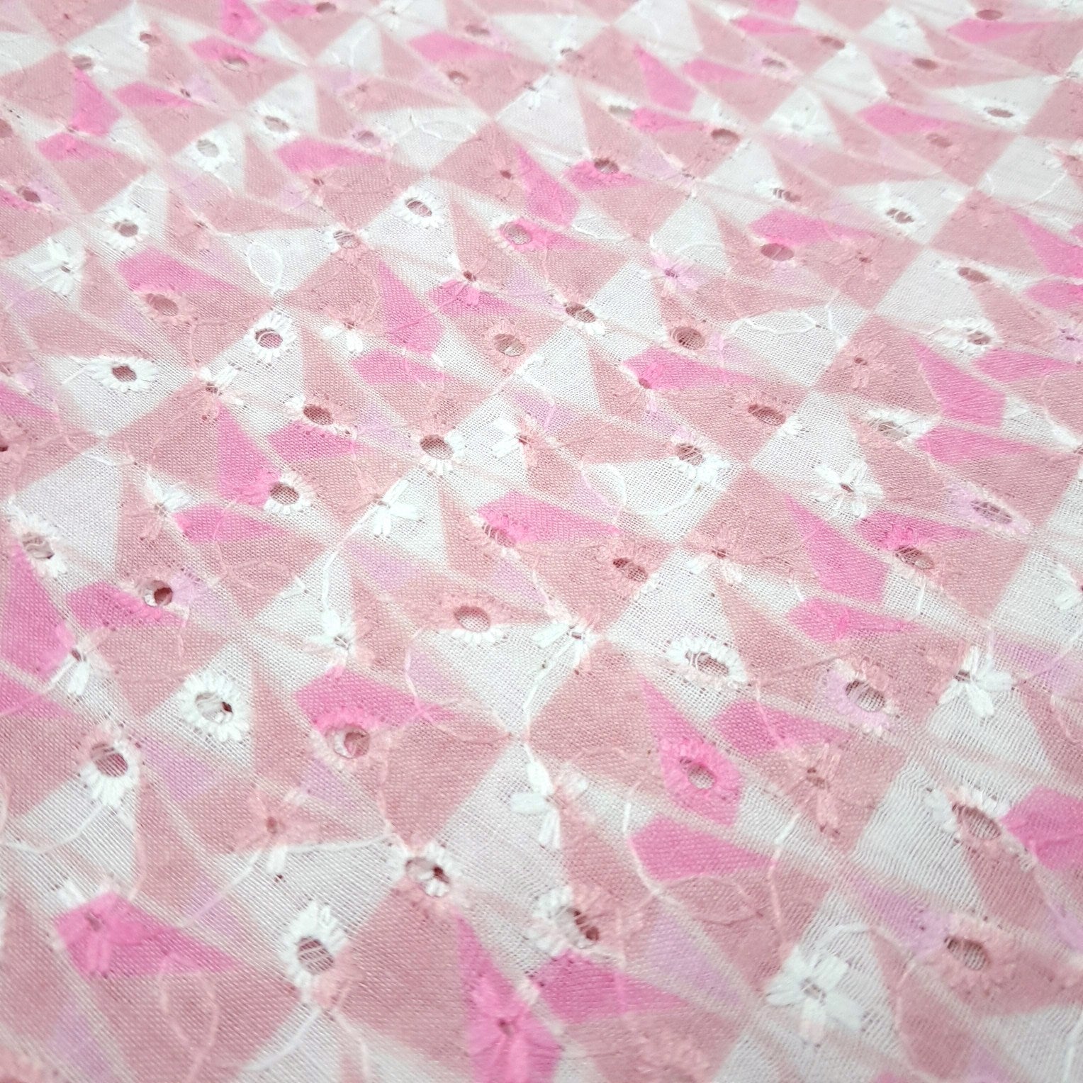 Digital Floral Print on Hakoba Cotton Fabric on Soft Pastel Pink Base