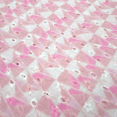 Digital Floral Print on Hakoba Cotton Fabric on Soft Pastel Pink Base