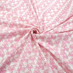 Digital Floral Print on Hakoba Cotton Fabric on Soft Pastel Pink Base