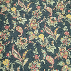 Soft Charcoal Digital Floral Print on Hakoba Cotton Fabric