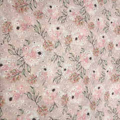 Soft Light Pink Digital Floral Print on Hakoba Cotton Fabric